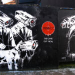 Zabou: 'Privacy' - street art piece with stencil + spray paint, Chance Street, London, 2014